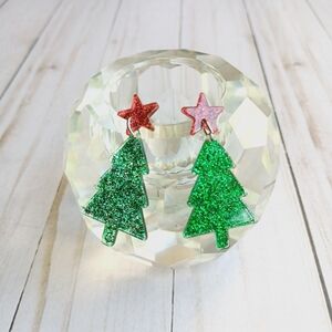 Christmas Tree Glitter Earrings